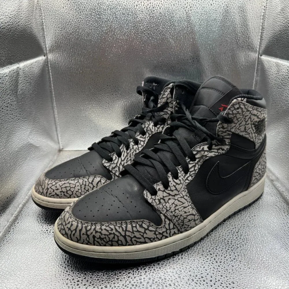 Size 13 Air Jordan 1 Retro High‎ Black Elephant Men's Sneaker Shoes 839115-013